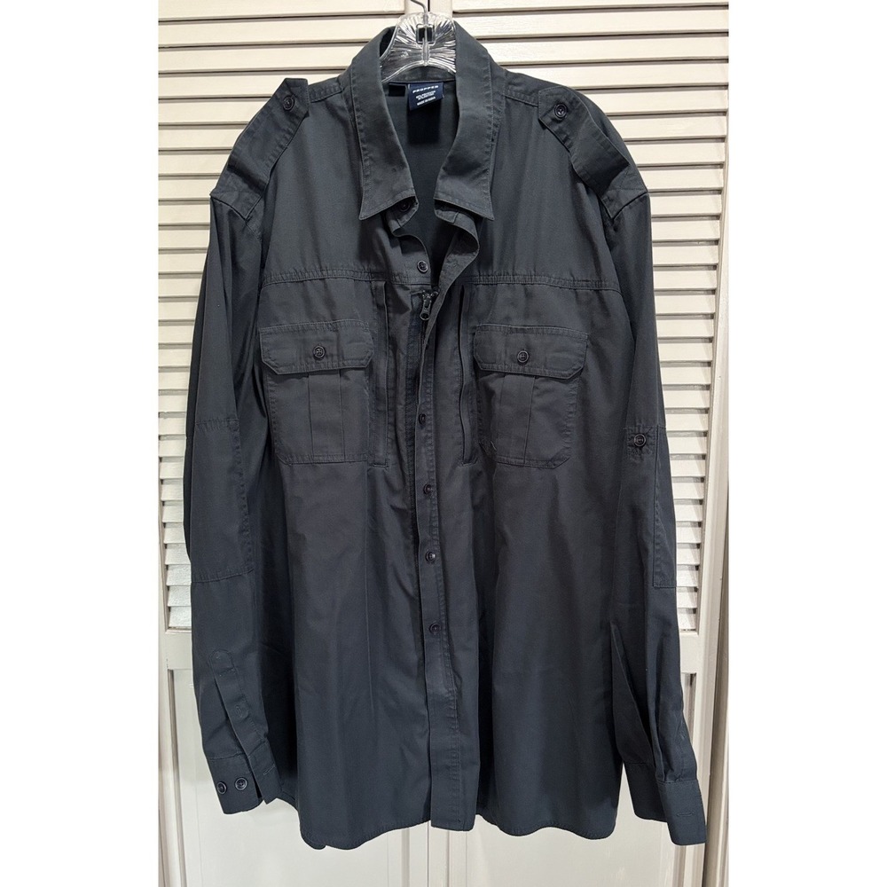 Propper Uniform Shirt Gray Men 3XL Pockets‎ Tactical Zip Up Buttons Shoulder Tab